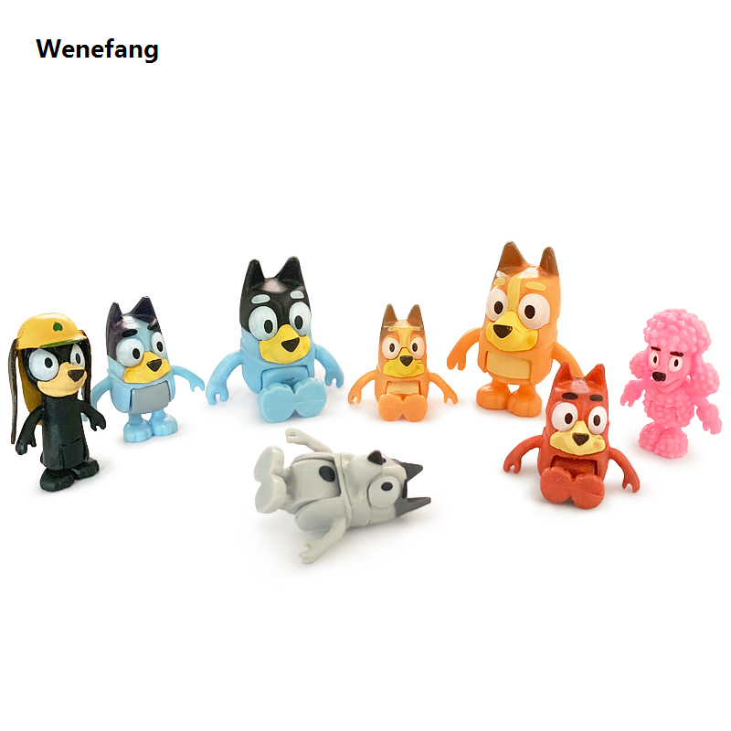 Wenefang Bluey Bingo Anime Figure Snickers Coco Toys 8Pcs/Set PVC Movable Hot Selling Joints Action Figure Model Dolls Child Birthday Decoration Gift