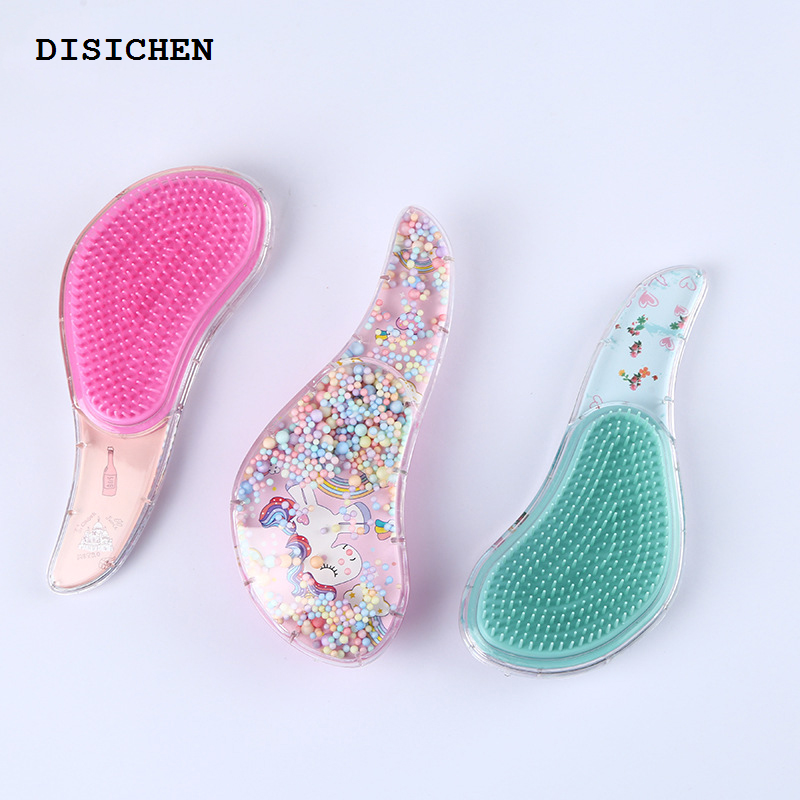DISICHEN Original New Small Hair Care Comb Cartoon Unicorn Head Massager High Quality Anti-knot Hair Comb Cute Kids Children Hairdressing Comb