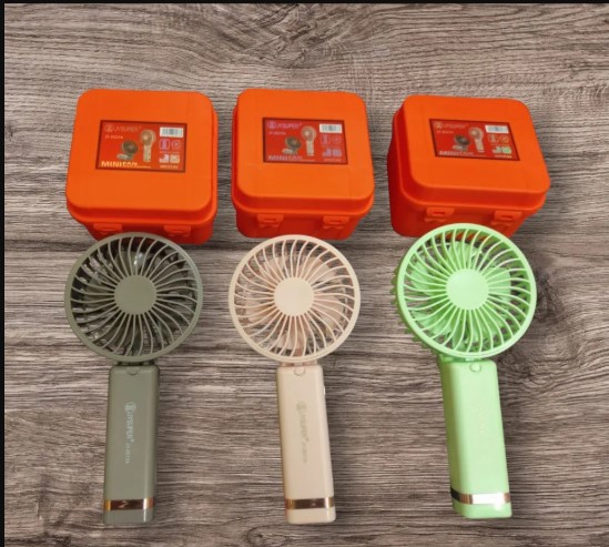 JY SUPER JY-2517A Rechargeable Mini Foldable Hand Fan with Storage Box - 1200mAh Battery, Type-C Charging, 3 Speed Portable Desk & Hand Fan