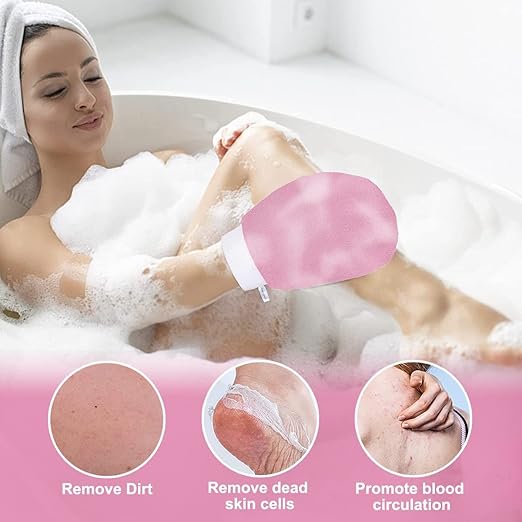 1 Piece Korean Beauty Point Original Exfoliating Glove - Made with Viscose & Biodegradable Fiber, Eco-Friendly Bath Scrub Gloves for Smooth, Radiant Skin - Random Color