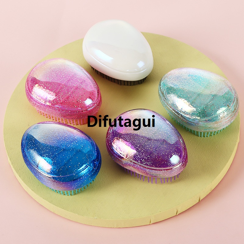 Difutagui 1pc Egg Seashell Shaped Scalp Massage Hair Brush Hair Care Comb Detangling Luxury Brush Anti-knot Hairdressing Comb Women Styling Tools