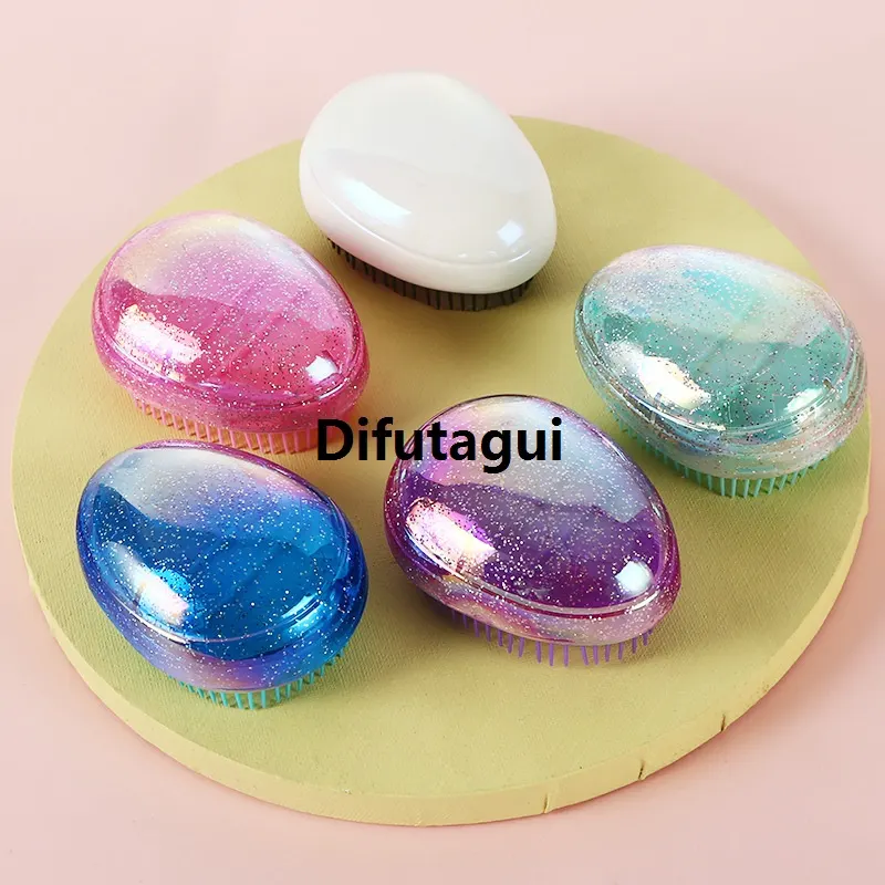 Difutagui 1pc Egg Seashell Shaped Scalp Massage Hair Brush Hair Care Comb Detangling Luxury Brush Anti-knot Hairdressing Comb Women Styling Tools