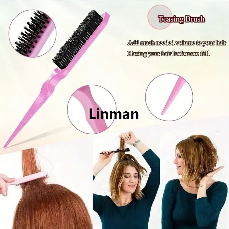 3Pcs Slick Back Hair Brush Multi-functional Comb Set Bristle Double Ended Teasing for Hair Styling Makeup Brush Portable