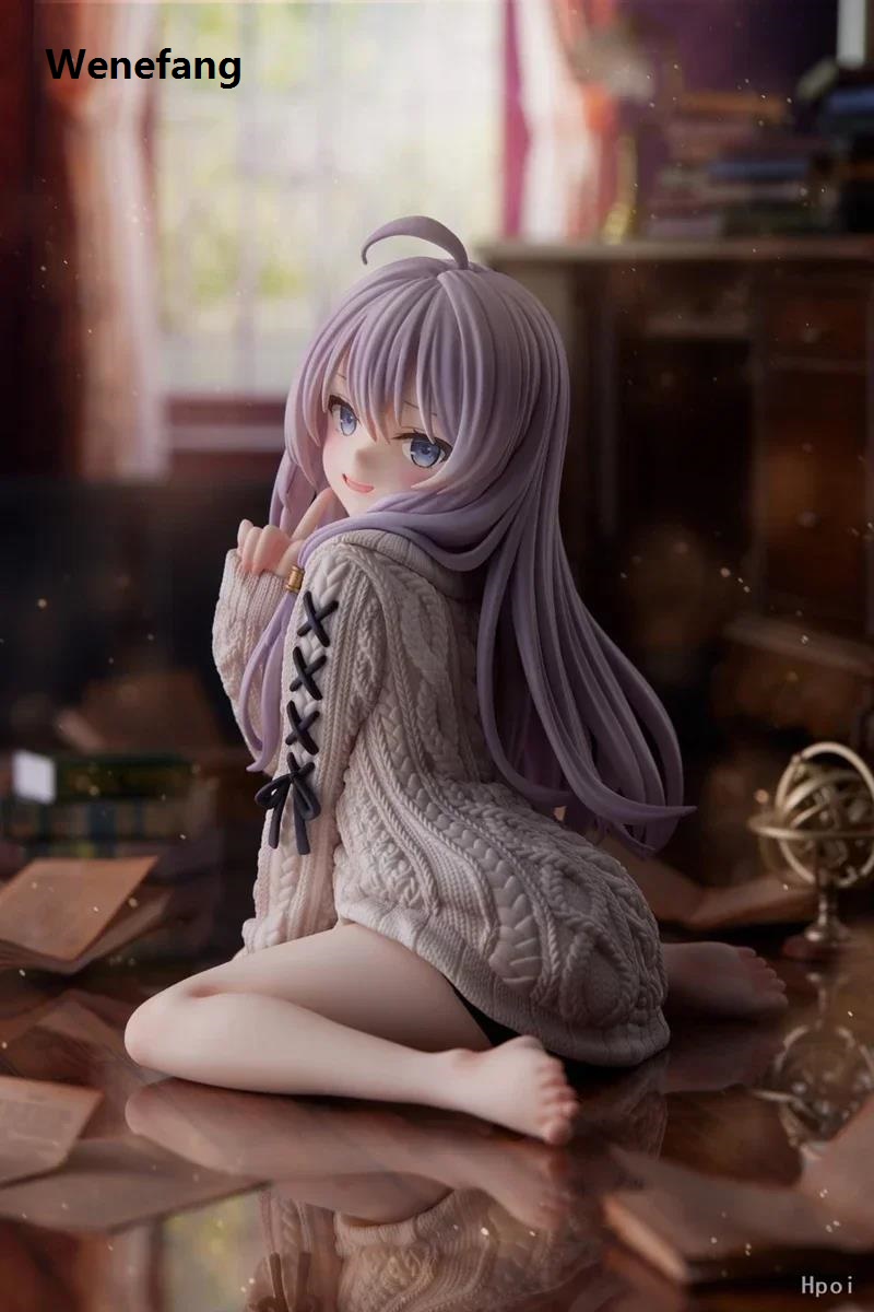 Wenefang The Journey of Elaina Anime Figures GK Model Elaina Sweater Hot Selling Doll Action Figure Room Decor Gift Toys 15cm