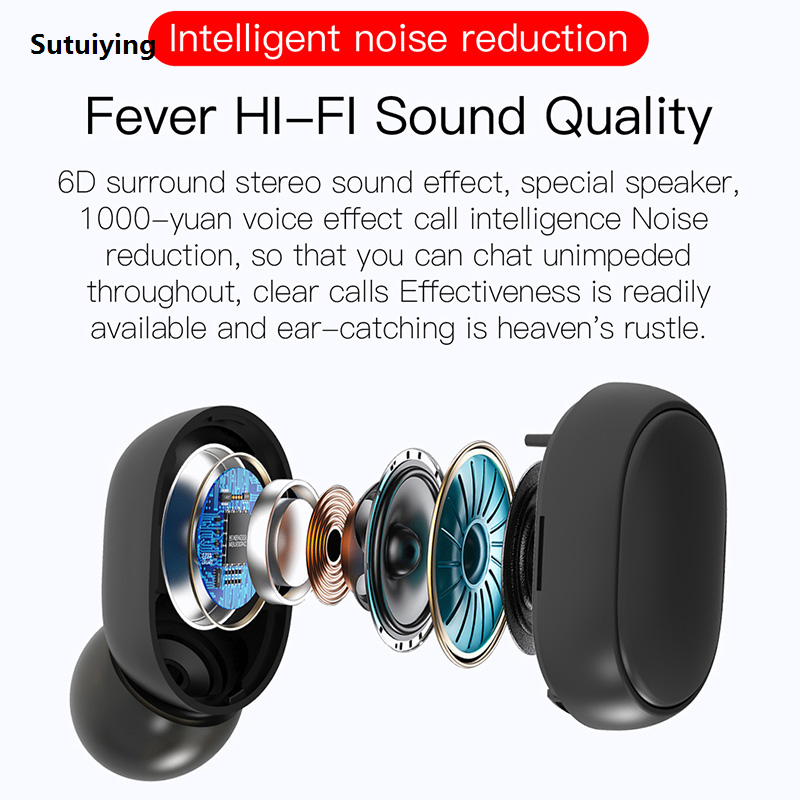 Sutuiying A6S Bluetooth Headset In-ear Macaron 5.0TWS Earbuds Waterproof Fashion Sports Binaural Stereo Button With Microphone Wireless Running