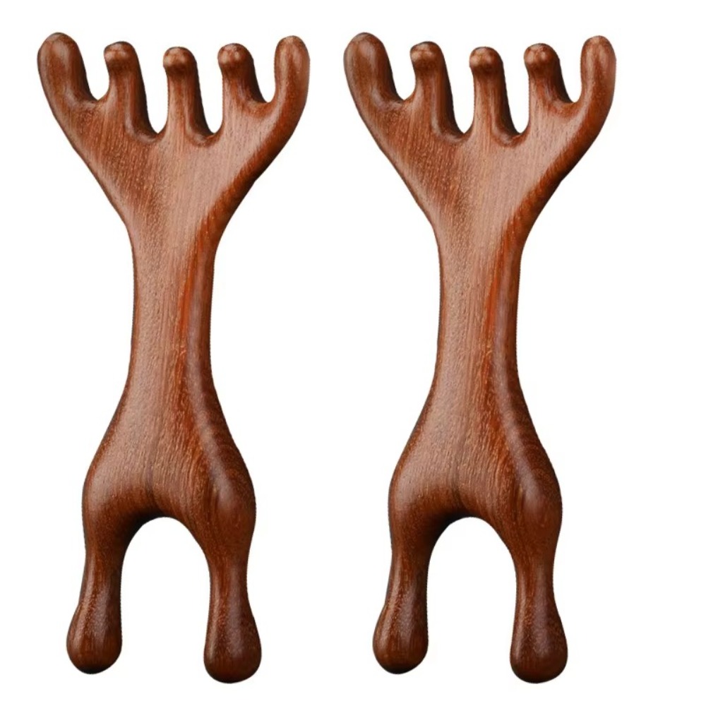 1Pc/2Pcs New Double Headed Body Meridian Massage Comb Deer Antlers Wide Tooth Wood Therapy Massage Comb Anti-static Tool Help Blood Circulation Health Care