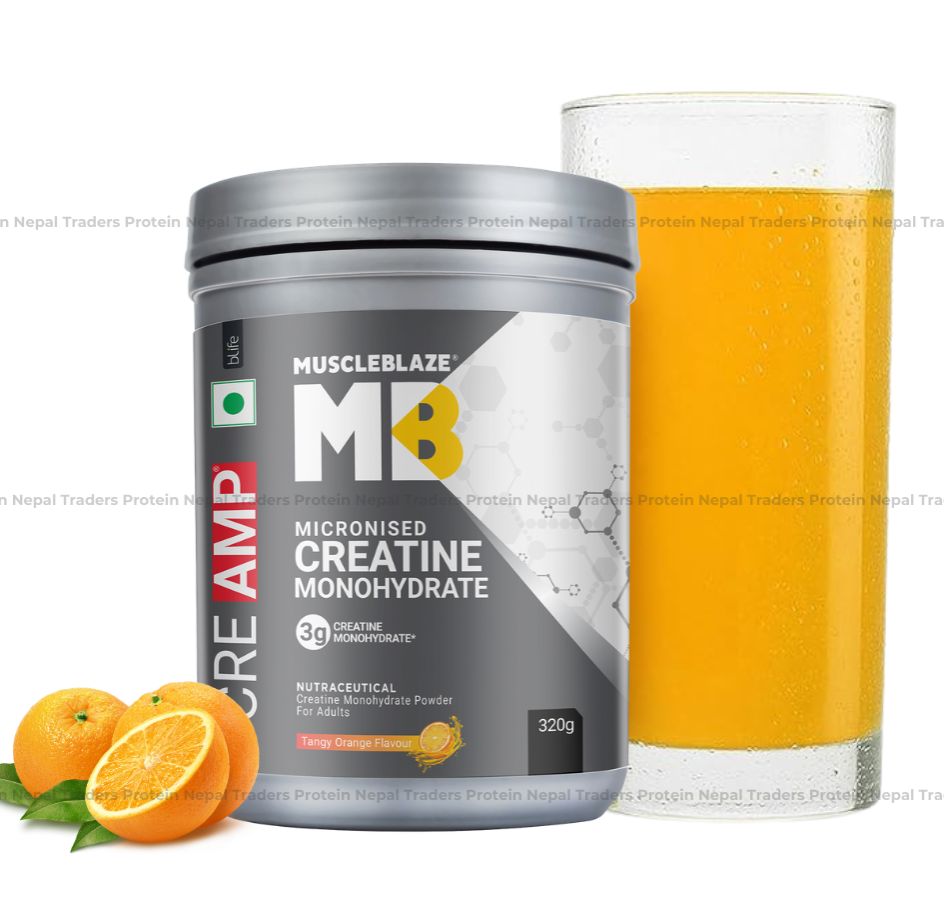 MuscleBlaze Creatine Monohydrate 320g Orange Flavor with CREAMP Micronized Powder for Muscle Building - image 1