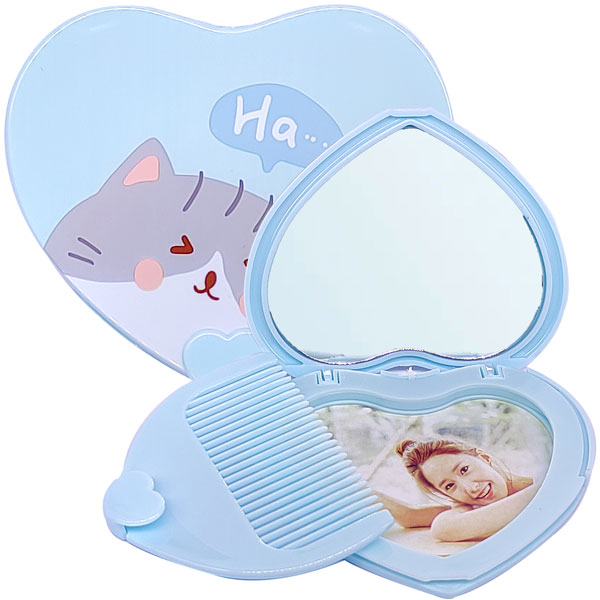 1pcs Portable Folding Mini Hair Comb With Mirror Set For Girls