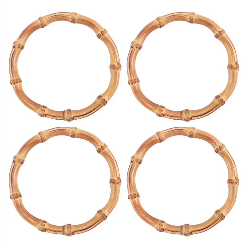 4Pcs Wooden Round Bamboo Bag Handle Replacements for Handbag Crafting