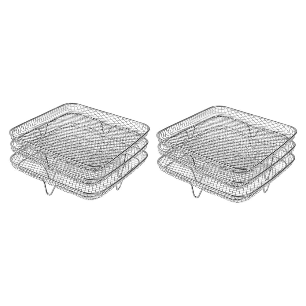 8Inch 3-Layers Air Fryer Rack Square Air Fryer Rack Stainless Steel Grilling Rack for Instant Vortex Air Fryer Air Fryer