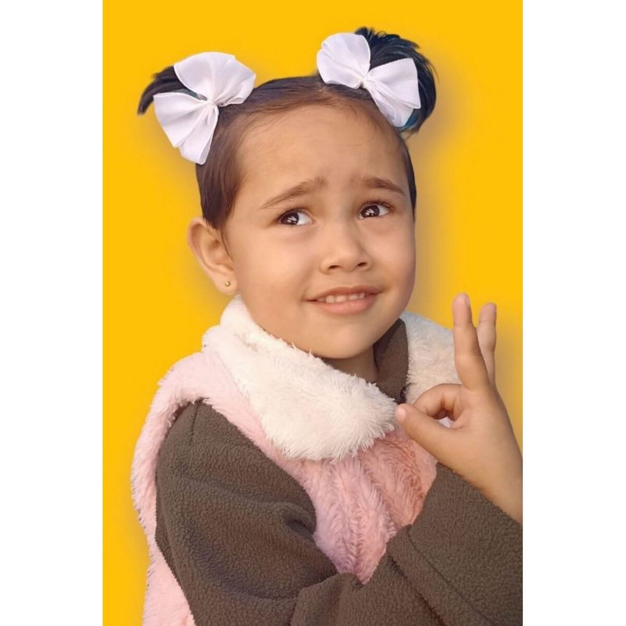 Cute School Ribbons With Attached Rubberband-12Pair For Baby Girls