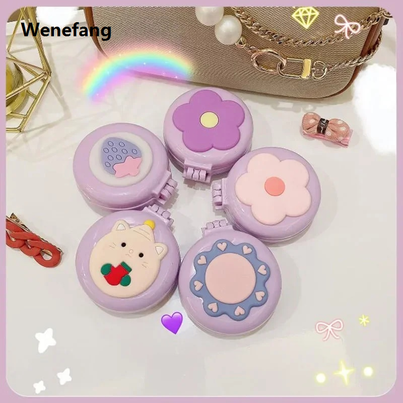 Wenefang Children Baby Girls Comb with Makeup Mirror Kawaii Cute Cartoon Bear Fruit Folding Massage Travel Portable Plastic Hair Brush