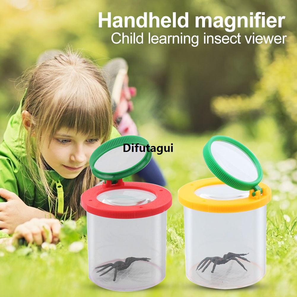 Difutagui Fashion Toy Exploration Bug Insert Magnifying Glass 3X Insect Spider Walker Crawl Kids Portable Animal Box 6X Observation Educational