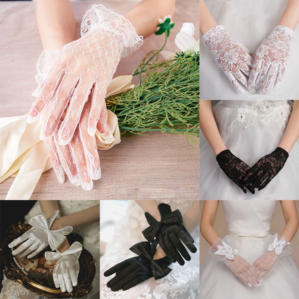 1 Pair New Fashion Party Dress Clothing Accessories Lace Gloves Bridal Gown Mittens Wedding Bridal Gloves Cycling Driving Mittens