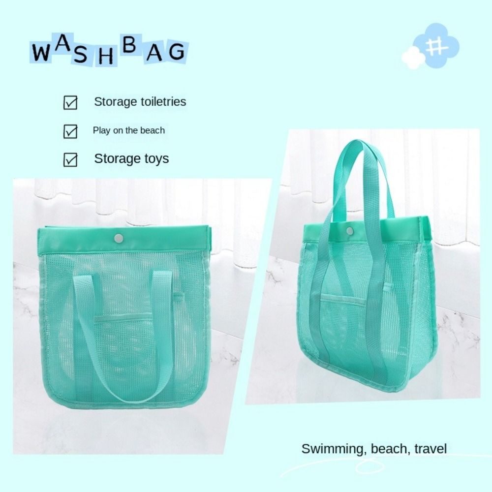 Bath Bag Large Capacity Mesh Beach Bag Breathable Foldable Toiletry Storage Bag Portable Visible Swimming Washbag Travel