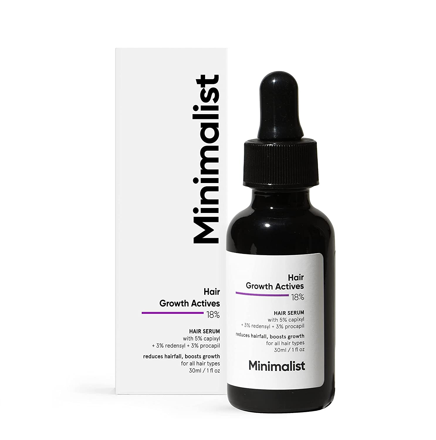 Minimalist Hair Growth Actives 18% Hair Growth Serum For Hair Fall Control & Growth For Men & Women | 30 ml