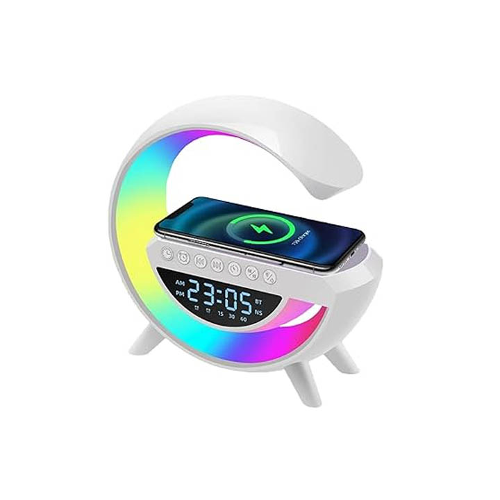 BT-3401 G-Shape Smart Bluetooth Speaker with Wireless Charger & LED Lamp