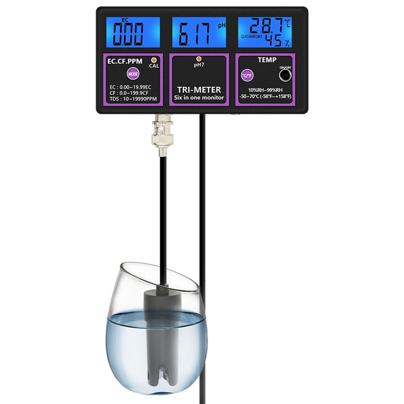 NAMUNY PH-116 6 in 1 Water Quality Tester Digital PH Meter PH/Temp/EC//RH/TDS Monitor Water Detector for Pool EU Plug