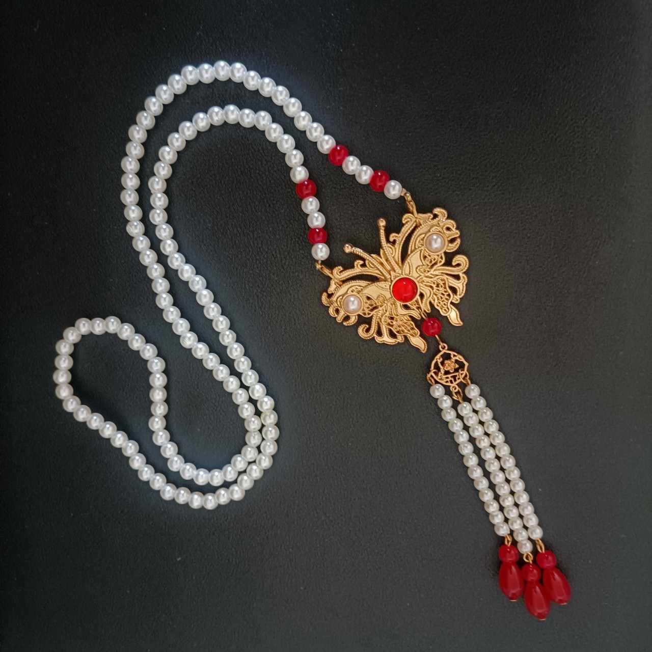 designs】Ming Style Wreaths Women's Long Tassel Retro Pearl Necklace Tang Style Tan Collar Clothing Accessories Ancient Style Peace National Style