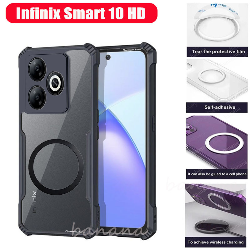 Samsung A17 Shockproof Case With Ring Iron Sheet Magnet For Samsung A07 A16 A06 Acrylic TPU Soft Anti-fall Casing Cover