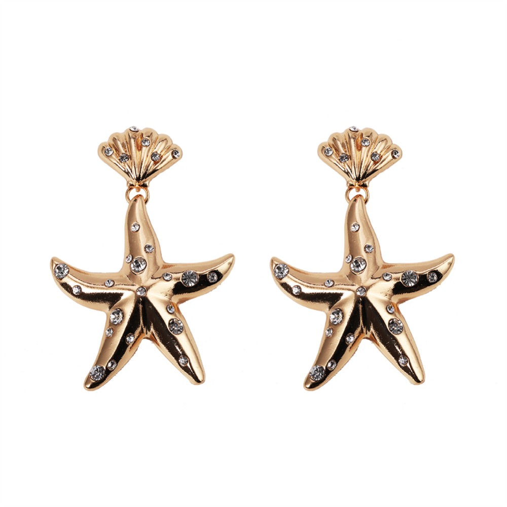 【Happy LifeStore】Dvacaman Trendy 2023 Star Maxi Gold Color Metal Flower Dangle Earrings Wo Party Statet Jewelry Wholesale