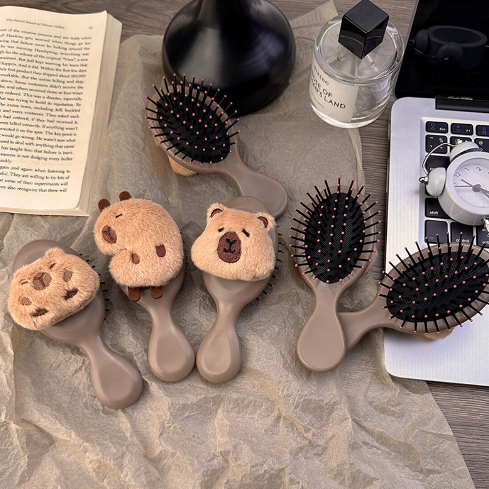 New ABS Capybara Air Cushion Comb Anti-Static Plush Hair Combs Cute Cartoon Kapibala Airbag Comb Women