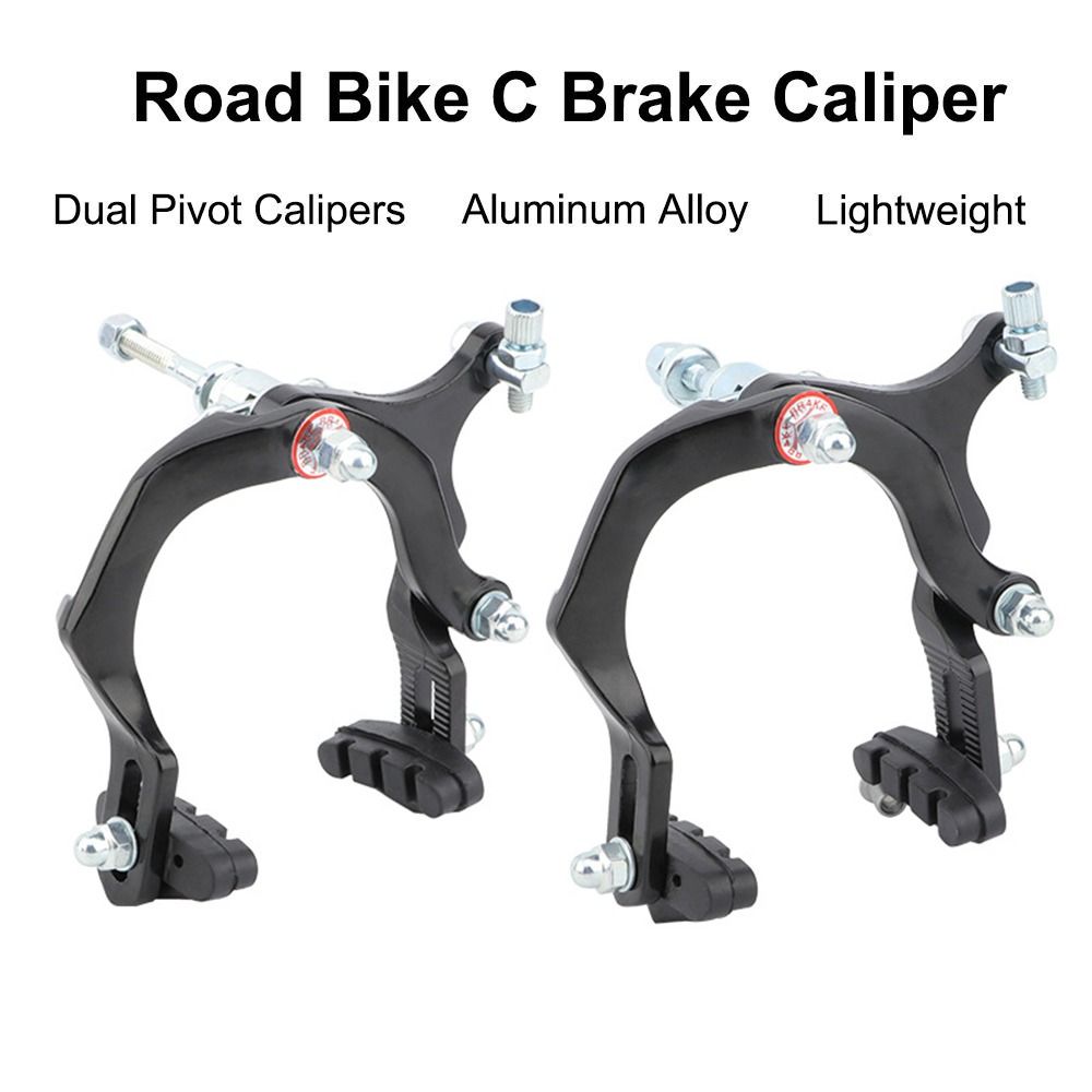 Durable Front and Rear Road Bike Dual Pivot Calipers With Brake Pads Aluminum Alloy Bicycle Brake Universal Black C Brake Caliper