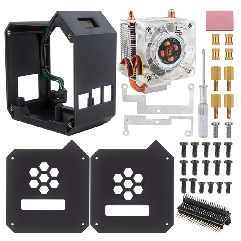 NAMUNY For 5 ABS Mini Tower Case Kit Copper Tube Ice Tower Fan PWM JST RGB LED for RPI 5 Pi5