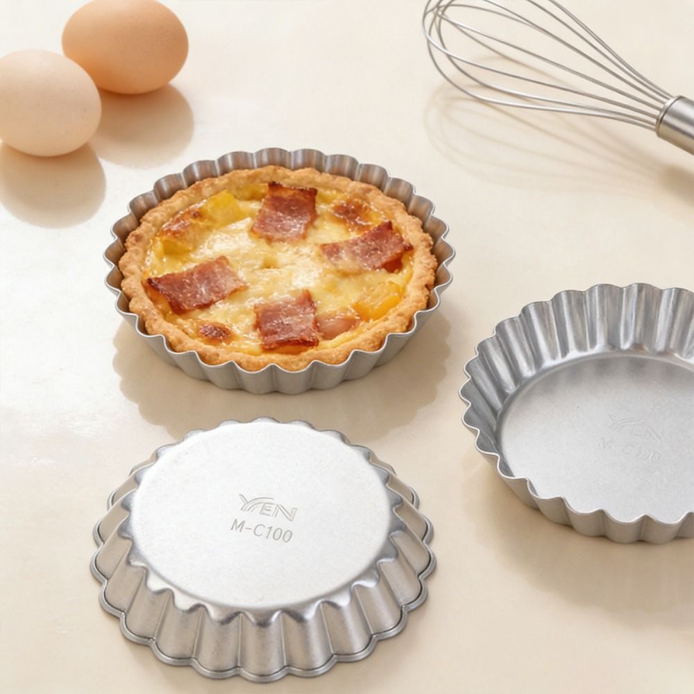 Heavy Duty Edge-patterned Egg Tart Molds Flower Shape Nonstick Pie Plate Mould Reusable Round Shape Quiche Pans Pastry Making
