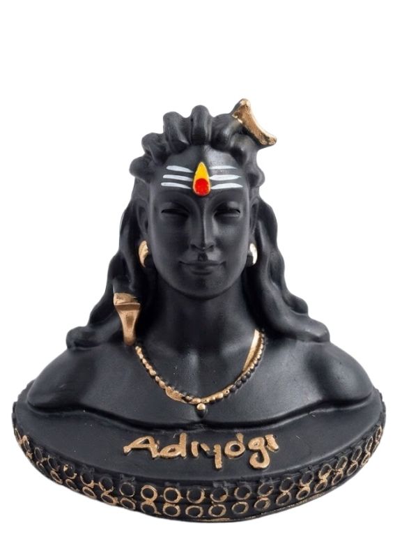 Adiyogi Statue, Lord Shiva Idol, Black, 3 Inch Height, Car Dashboard Decor, Home Office Decorative Item