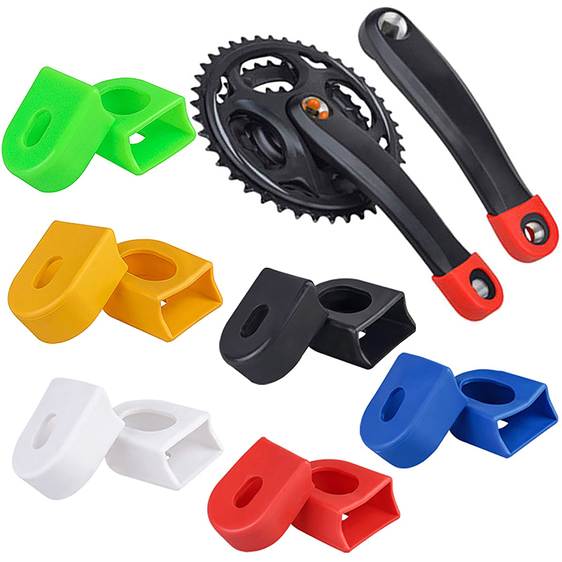 1 Pair Bicycle Crank Cover Protector Silicone Sleeve Pedal Crankset Protector HEQING