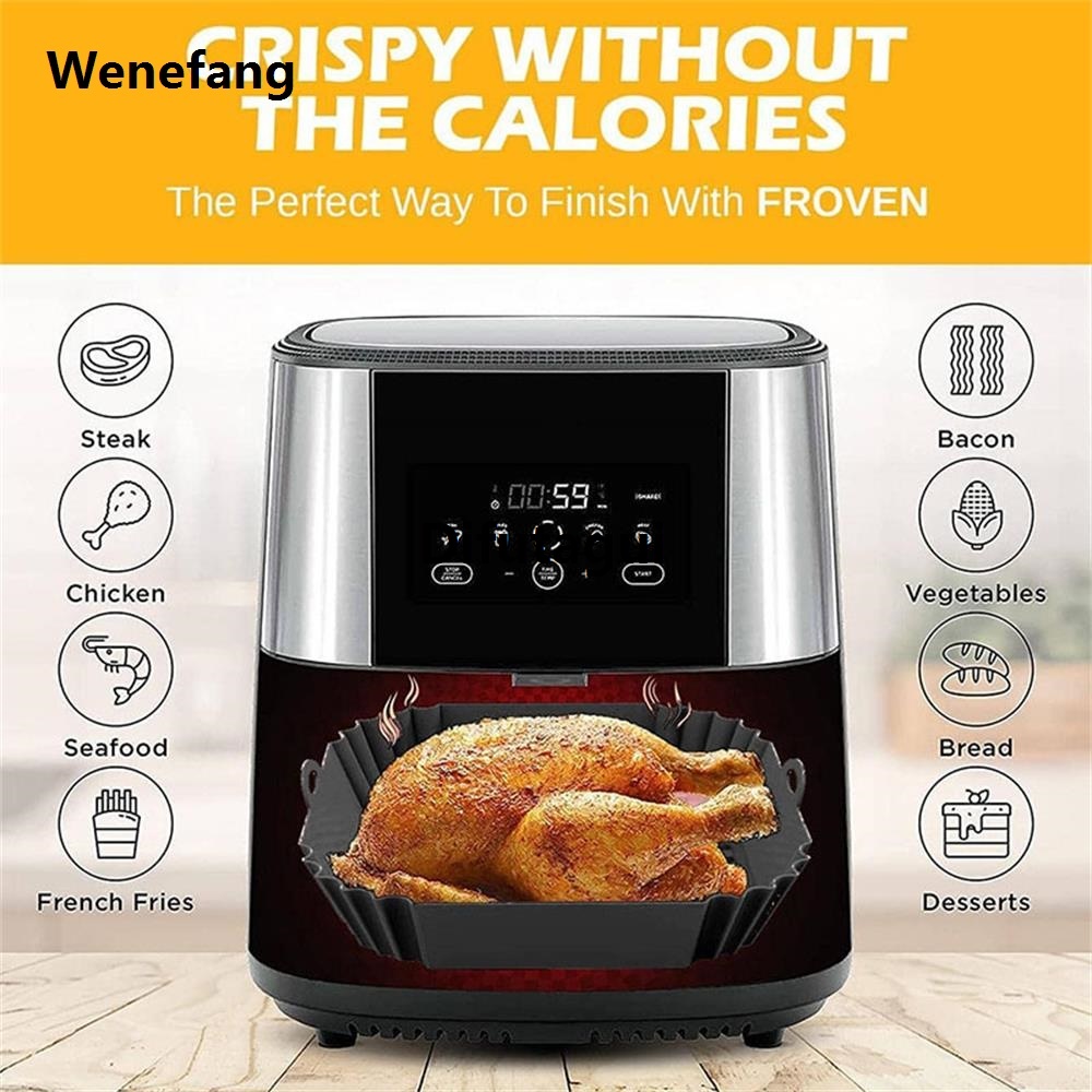 Difutagui 1pc Silicone Air Fryer Pot Tray With Handle, Square Air Fryer Hot Selling New Baking Pan, Reusable Air Fryer Liner For Kitchen Baking