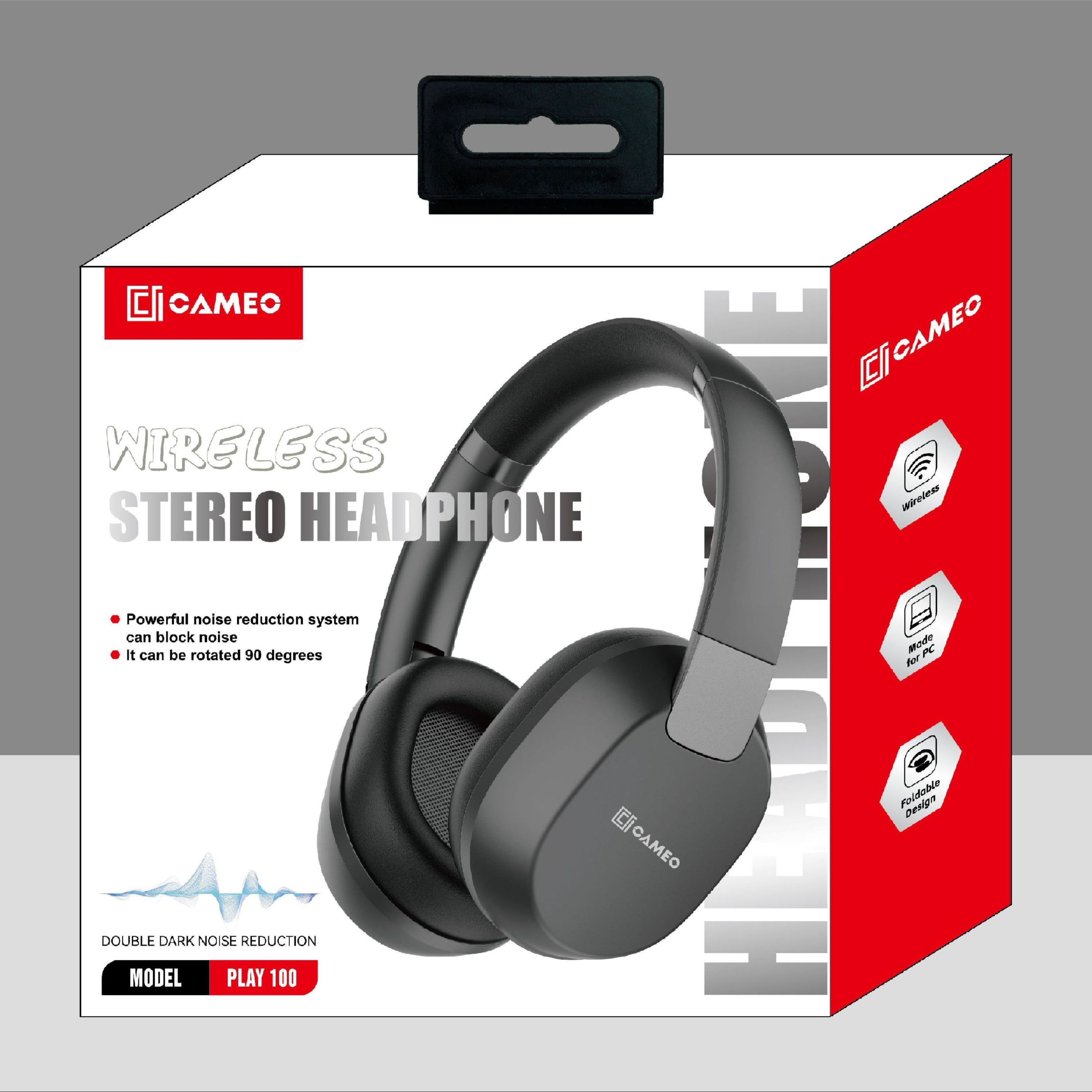 Cameo Play100 Wireless Bluetooth Headphones with 10H Playtime & Foldable Design