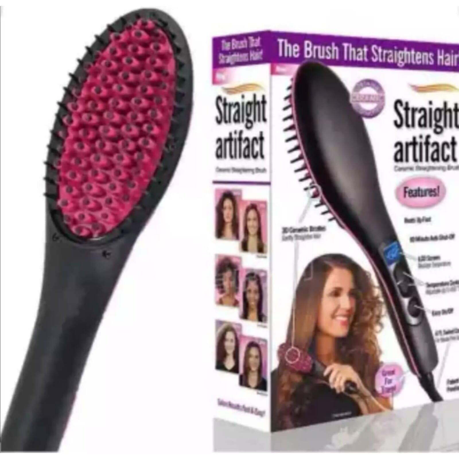 Simply Straight Ceramic Electric Digital Hair Straightener Brush