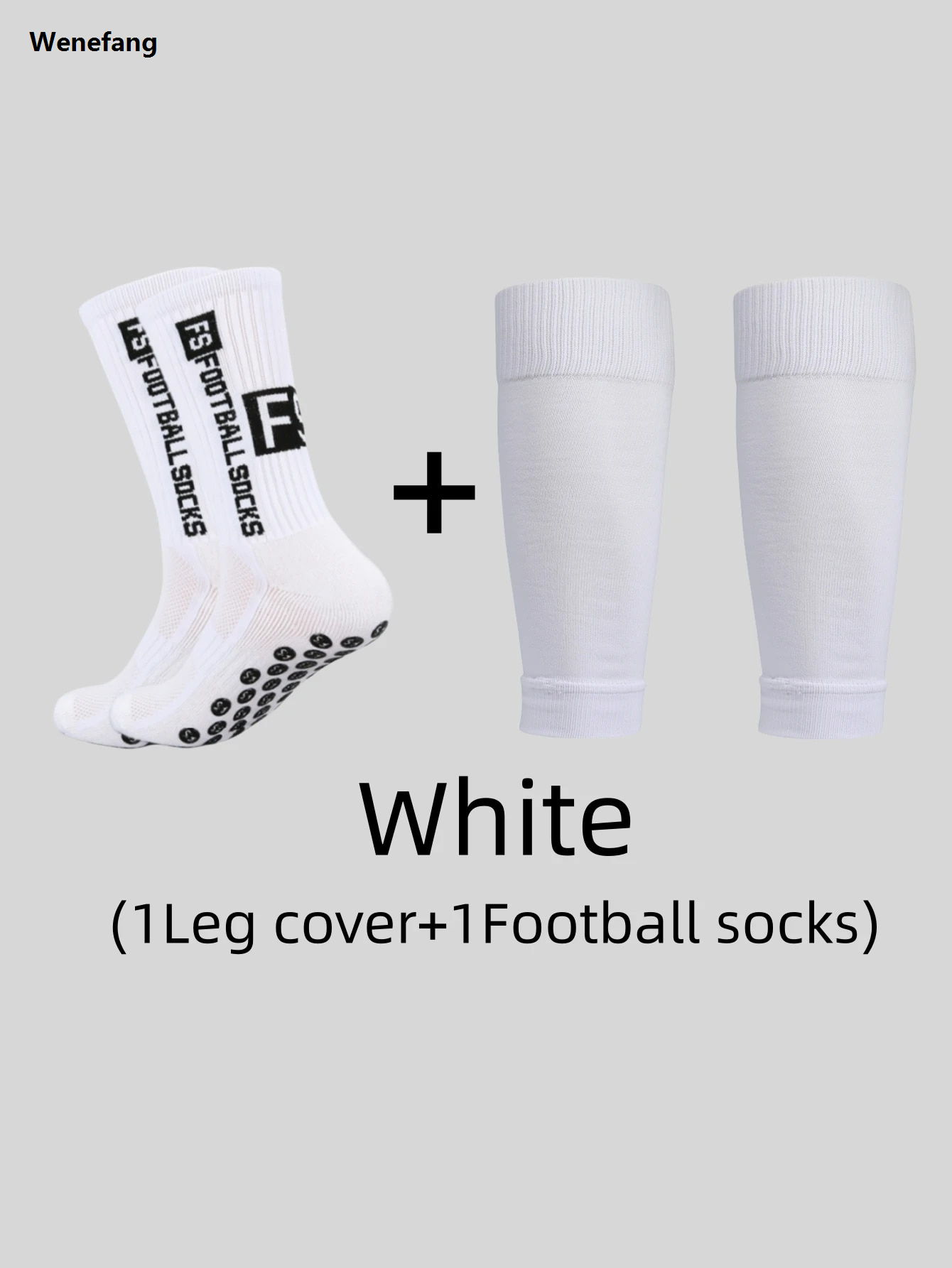 Wenefang 1 pair of combination adhesive point anti slip, sweat and odor resistant FS football sports socks+leg protectors