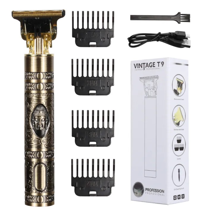 Vintage Metal Body Adjustable Blade Clipper Professional T9 Hair Trimmer Clipper & Shaver For Men