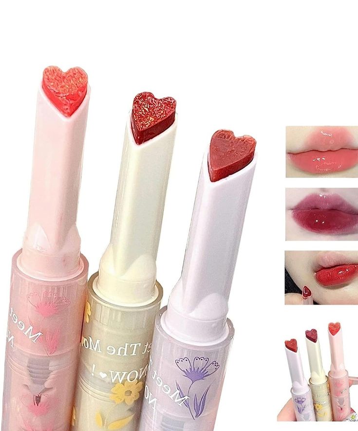 1 piece Cute Love Shape Lipstick Flower Jelly Water Lip Gloss - Clear, Light Hydrating Lip Tint with Non-Stick Cup Formula, Korean Cosmetic Innovation