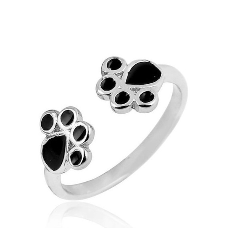 arrivals】Blue Cheese Sea Small Paw Women's Opening Zodiac Animal Dog Paw Ring Birth Year Gift Ring