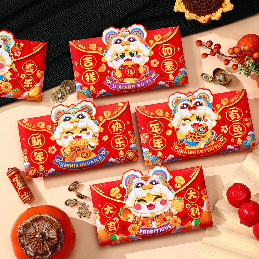 4/6PCS Cute Paper Red Envelopes 4/6Pcs Thickened New Year Lucky Bag Chinese Style Spring Festival Envelopes Spring Festival