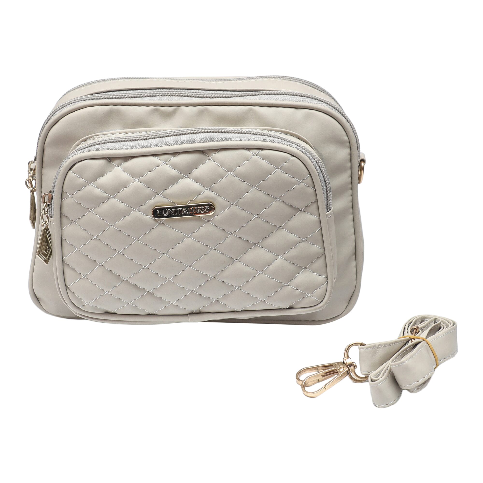 Cream Color Side Pocket Design Crossbody Bag For Women