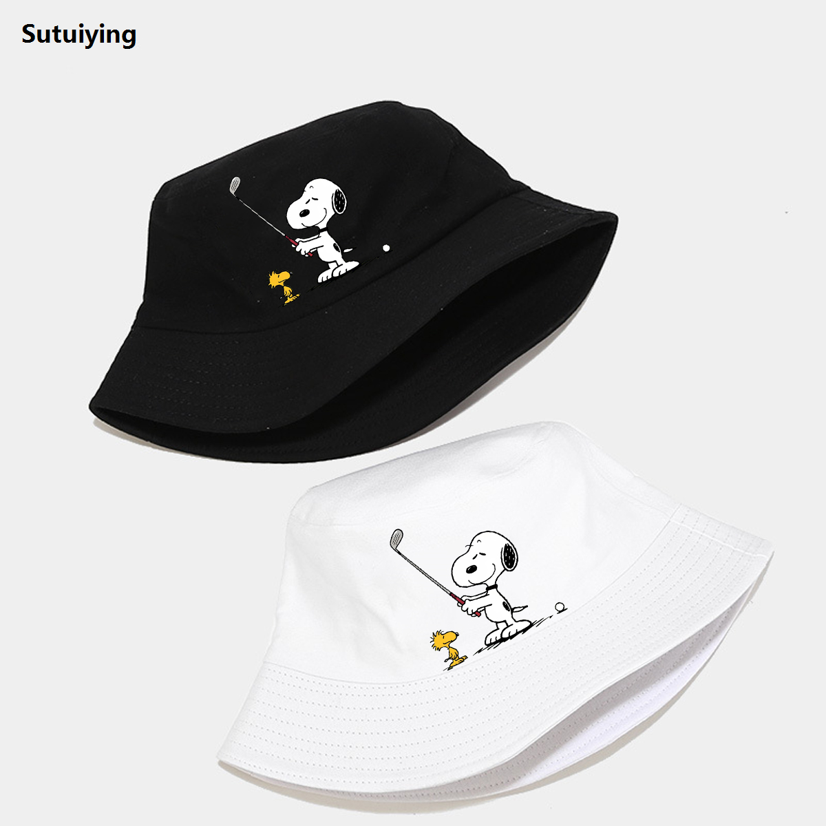 Sutuiying 1pc Snoopy Printed Bucket Hat Breathable Sun Hat Outdoor Sports Vacation Travel Foldable Fisherman Cap For Men Women Spr