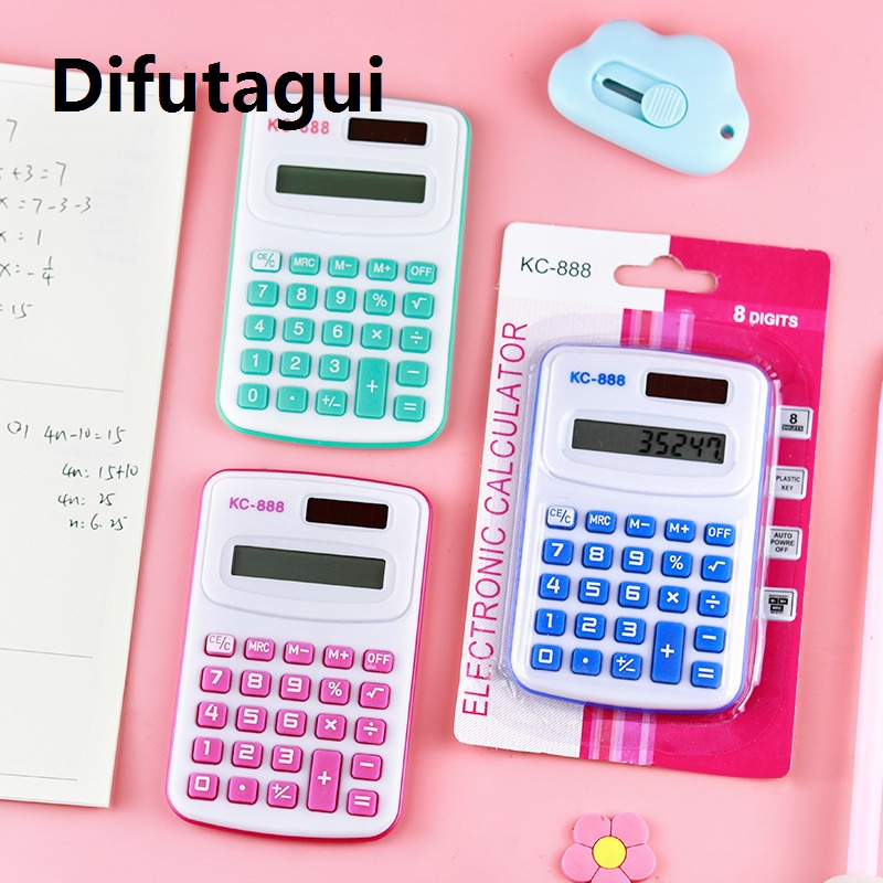 Difutagui Portable Mini Calculator Children's Portable Calculator Candy Color Design Cute 8 Digits LED Calculatrice Student Calculator