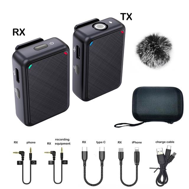 Wireless Lavalier Recording Microphone Dual Channel Lapel Mic System with 98ft For DSLR Camera Smartphone DV Vlog YouTube Live Bles Online DZ-22A-10