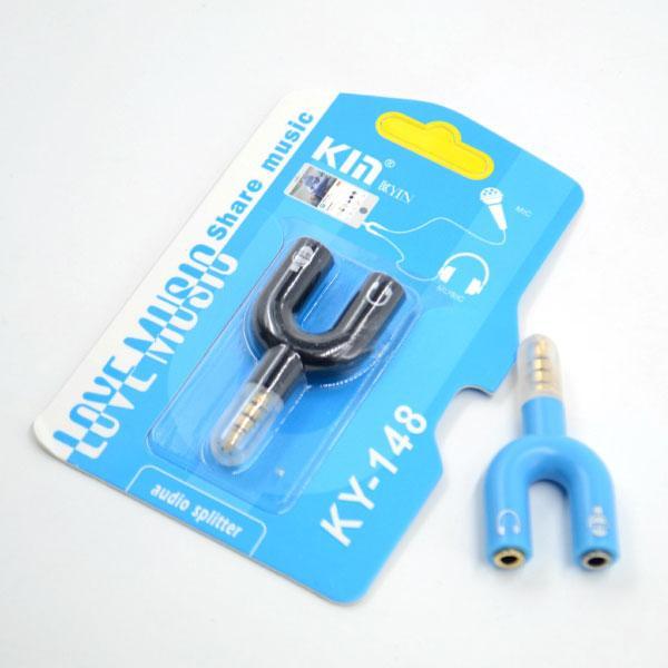 Y Shape 3.5mm Audio Jack To Headphone Microphone Splitter Converter Adaptor