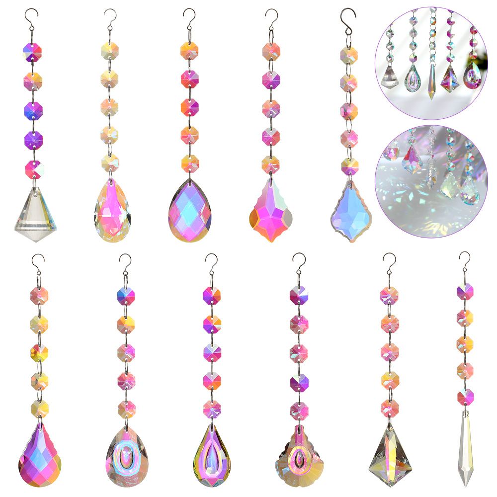 Wedding Favors Home Decora Curtain Ornaments Diamond Prism Ball Crystal Beads Pendant Rainbow Suncatcher Chandelier Hanging Chain