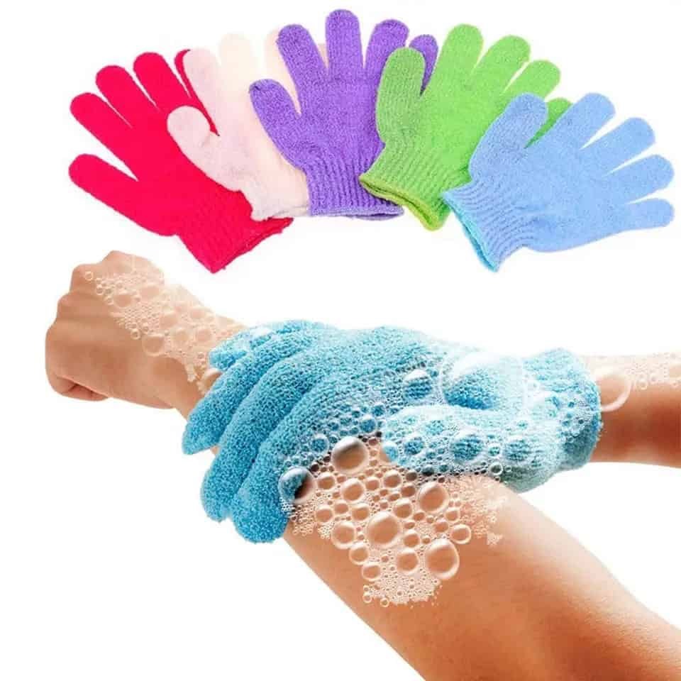 1 Piece Double Sided Bath Exfoliating Gloves, Body Scrubber Massage Gloves for Warm Bath, Bathroom Accessories - Random Colors