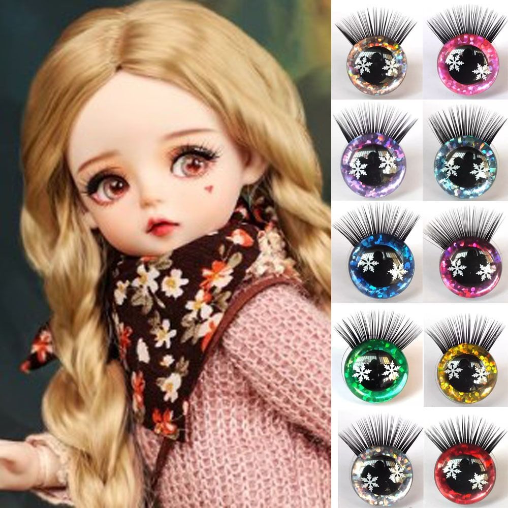 High Quality 12mm Plastic Safety Eyes 10 Colors Doll Accessories Glitter Crystal Eyes DIY Dolls Puppet Doll Accessories
