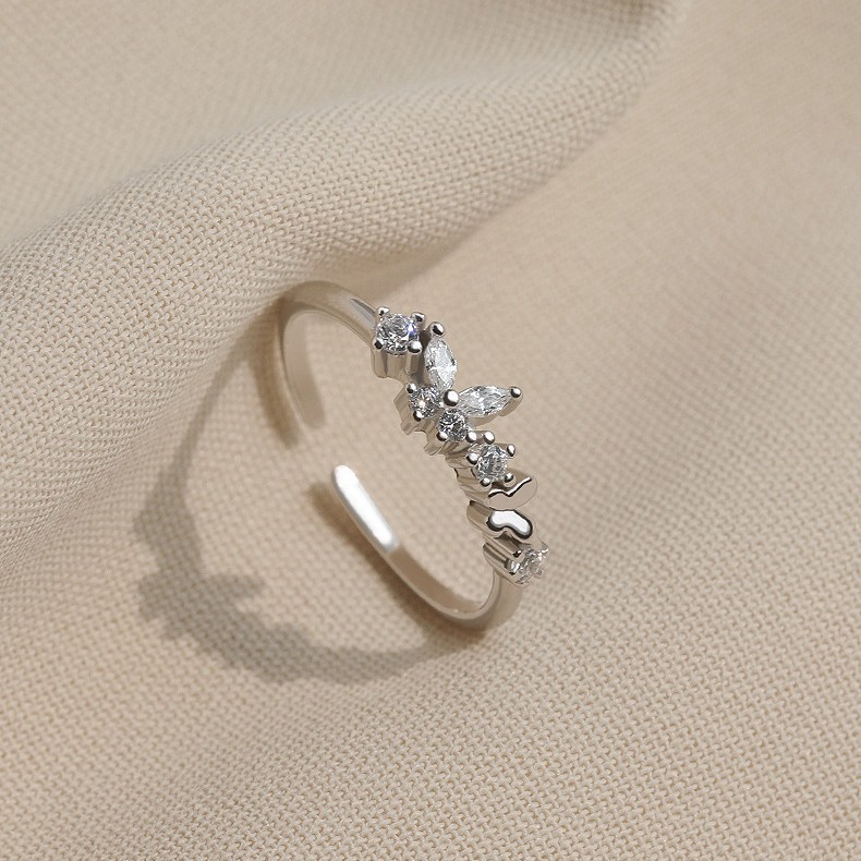 【Fresh designs】New Diamond Butterfly Ring Niche Design Personalized Light Luxury Sweet Opening Adjustable Ring