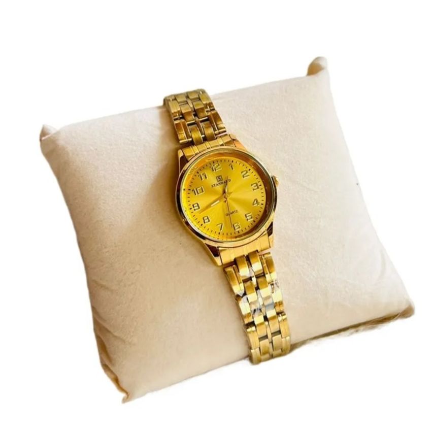 Standard Numeric Waterproof Stainless Steel Golden Watch For Women