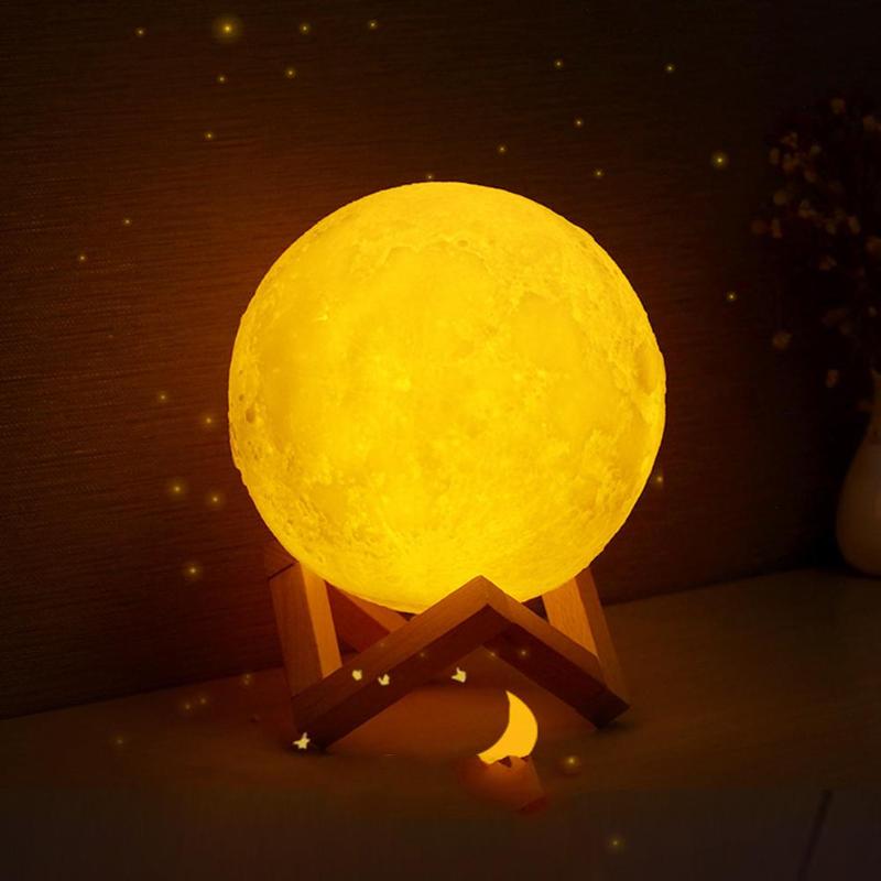 NEW 【Innovative design】Rechargeable Moon Lamp 3D Print LED Moon Lamp 16-Color Remote Control Night Light Bedroom Home Decor Creative Gift Night Light